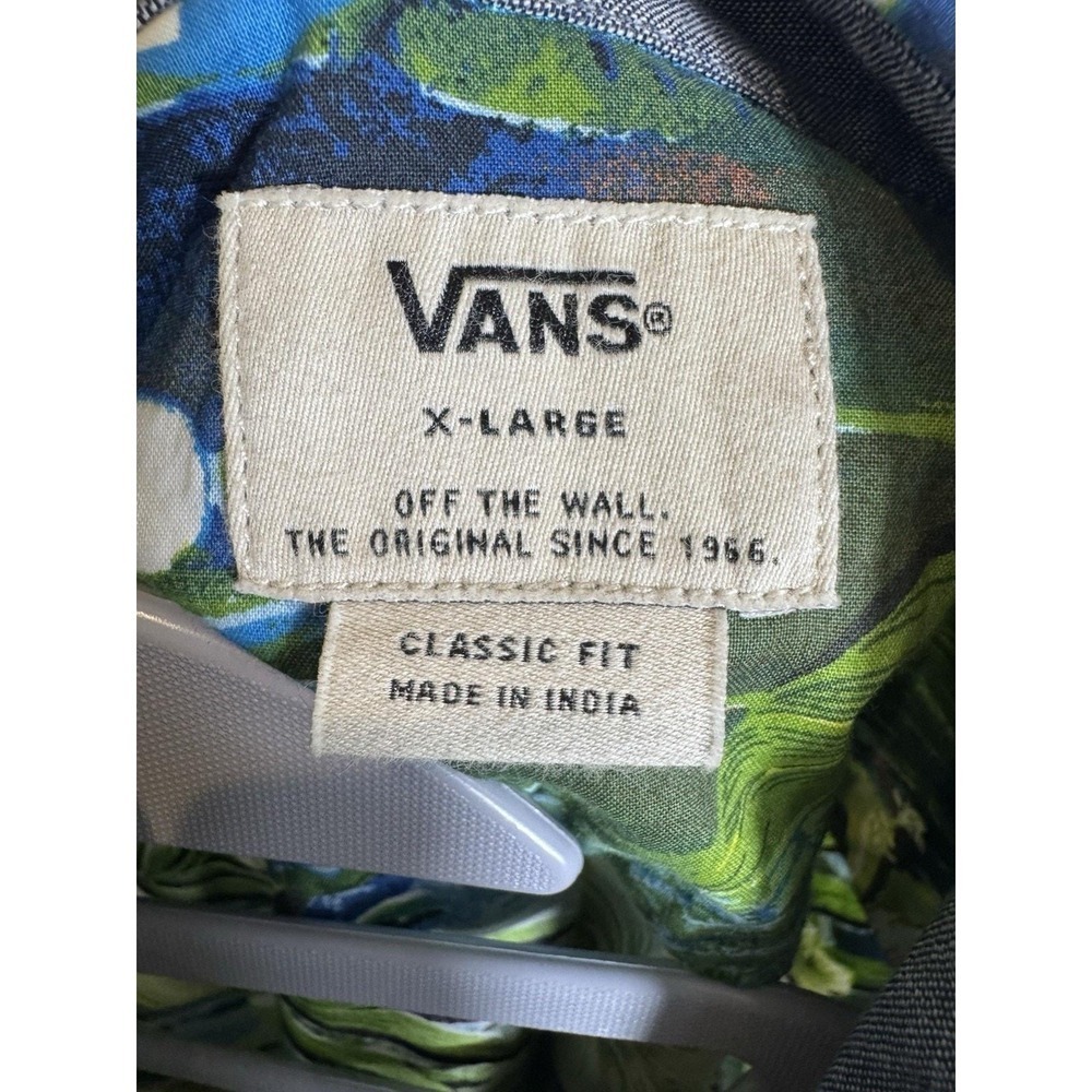 Vans Men's Hawaiian Shirt Short Sleeve Floral Print Green Size XL - Picture 2 of 4